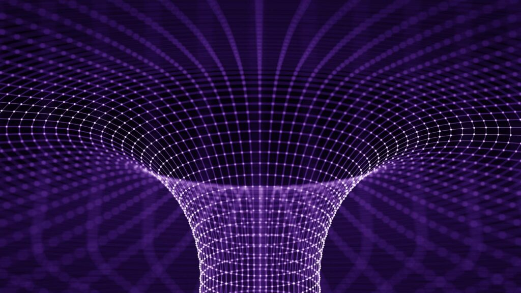 3D funnel made from small connected purple dots