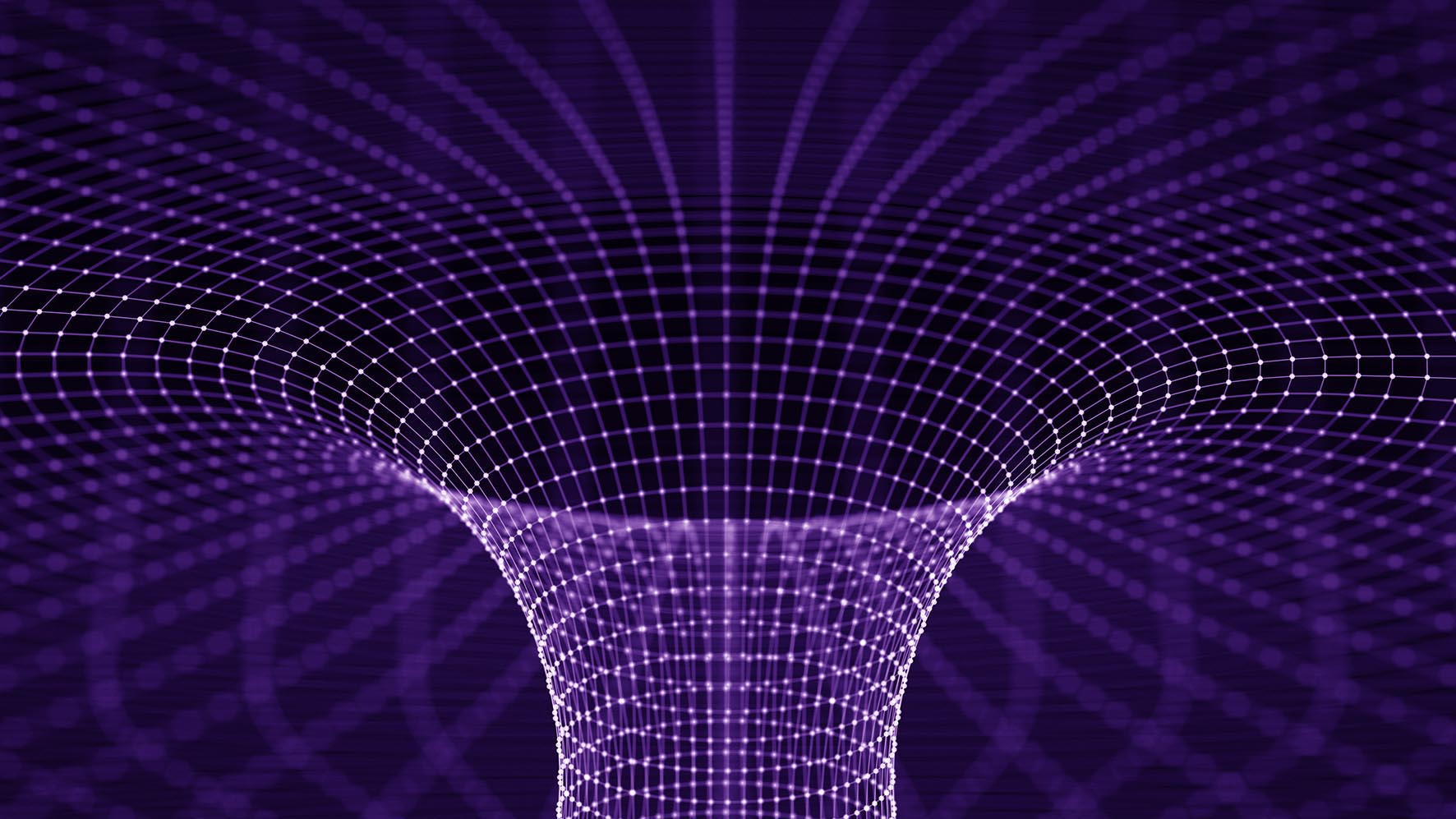 3D funnel made from small connected purple dots